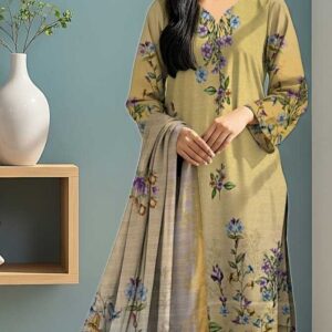 Sana Noor Digital Doriya Lawn – Mustard Gold 07