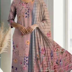 Sana Noor Digital Doriya Lawn – Soft Peach 08
