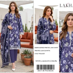 Lakhany Embroidered Printed Lawn Suit