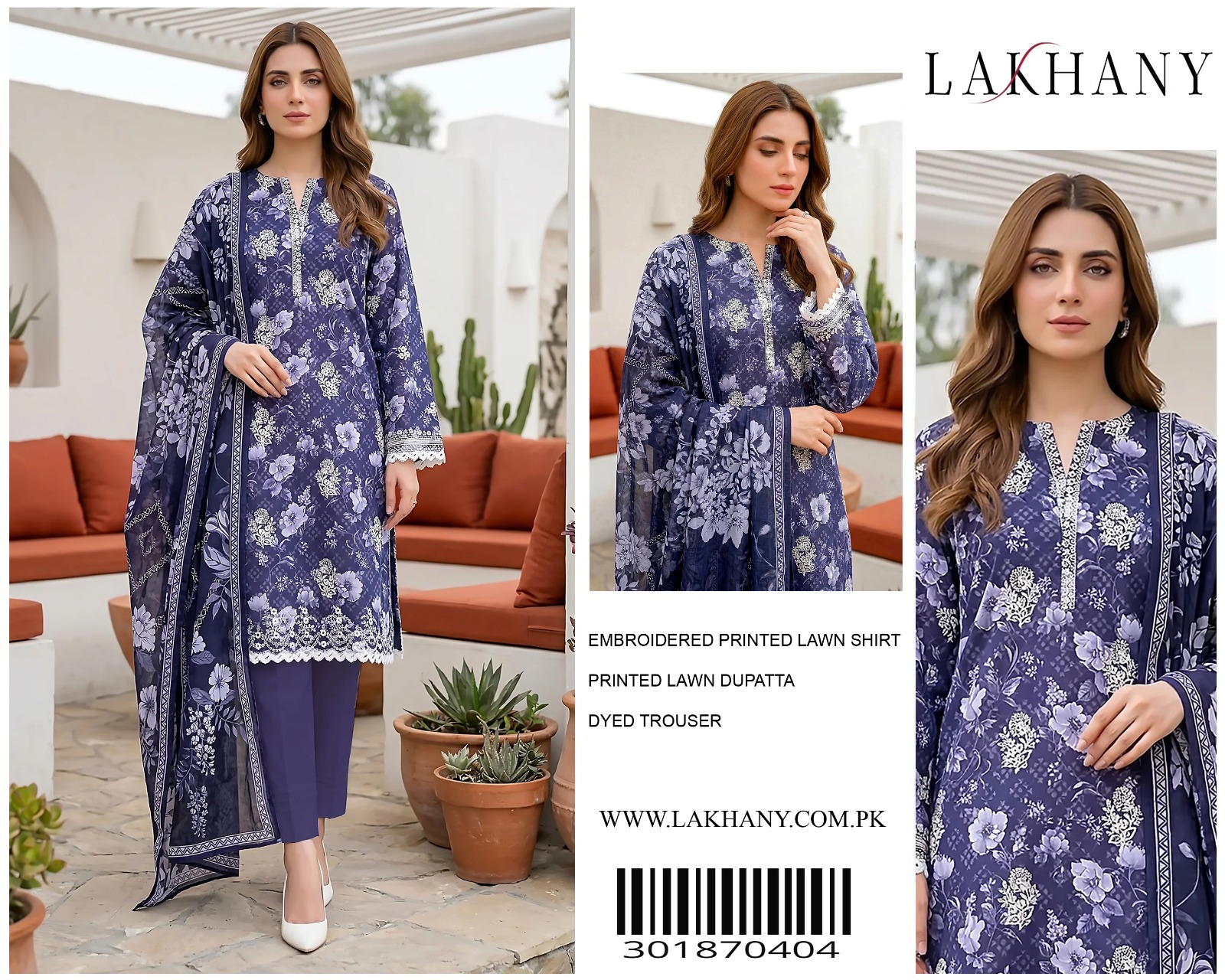 Lakhany Embroidered Printed Lawn Suit