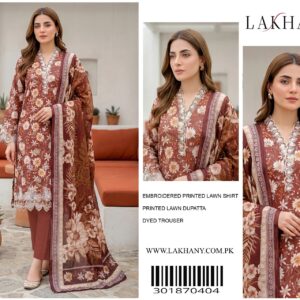 Lakhany 3-Piece Embroidered Printed Lawn Suit