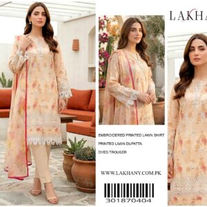 Lakhany Embroidered Printed Lawn Suit - 3018704